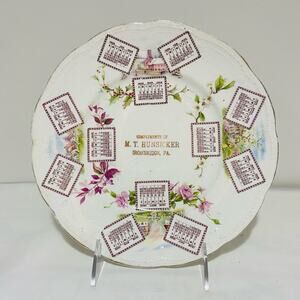 Antique Porcelain Advertising Plate 1906 Calendar from Hunsicker Ironbridge PA